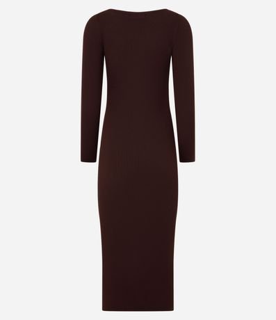 Vestido Midi de Punto Ajustado y con Cuello Barco 10