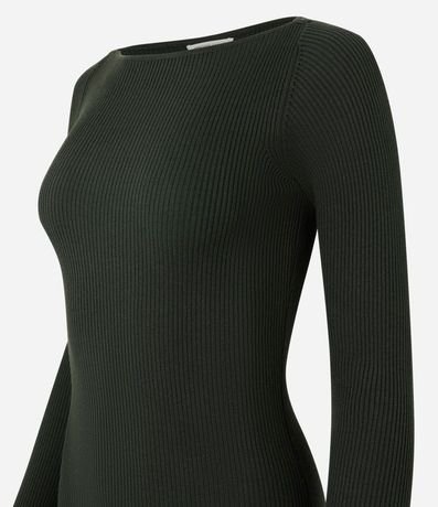 Vestido Midi de Punto Ajustado y con Cuello Barco 8