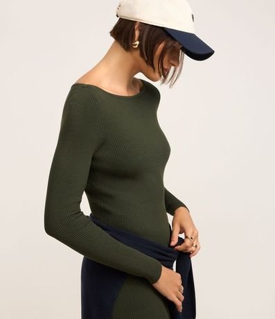 Vestido Midi de Punto Ajustado y con Cuello Barco 5