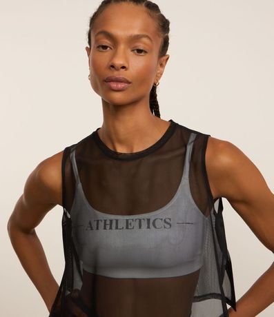 Blusa Musculosa en Microfibra con Estampa Localizada