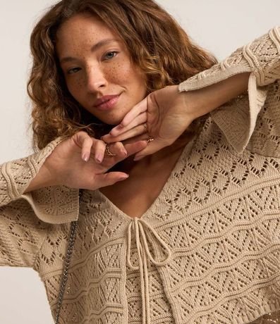 Saco Corto en Punto con Mix de Pontos y Lazo Delantero 3