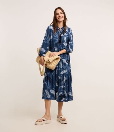 Vestido Chemise Midi con Estampa de Follaje 5