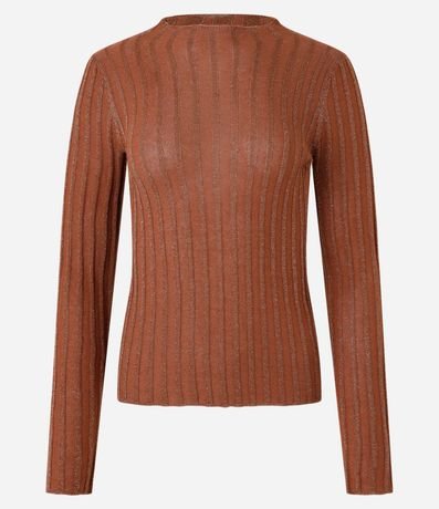 Suéter en Punto con Rayas Texturizadas y Hilo Metalizado 5