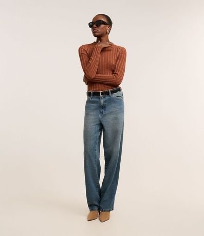 Suéter en Punto con Rayas Texturizadas y Hilo Metalizado 2