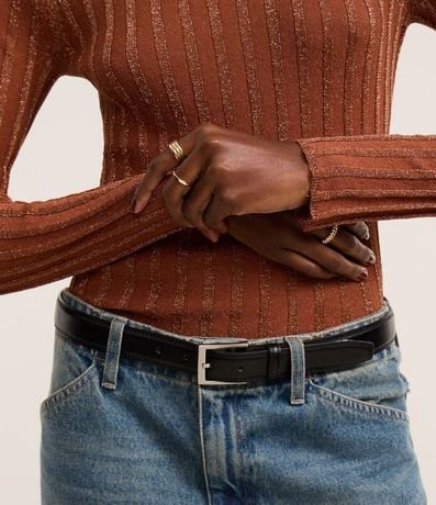 Suéter en Punto con Rayas Texturizadas y Hilo Metalizado 3