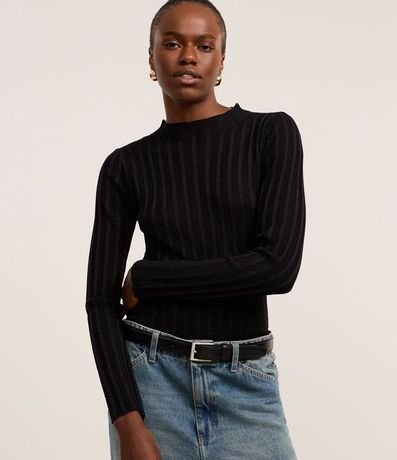 Suéter en Punto con Rayas Texturizadas y Hilo Metalizado 3