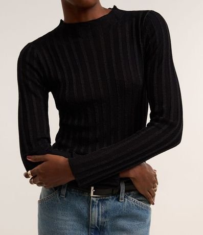 Suéter en Punto con Rayas Texturizadas y Hilo Metalizado 4