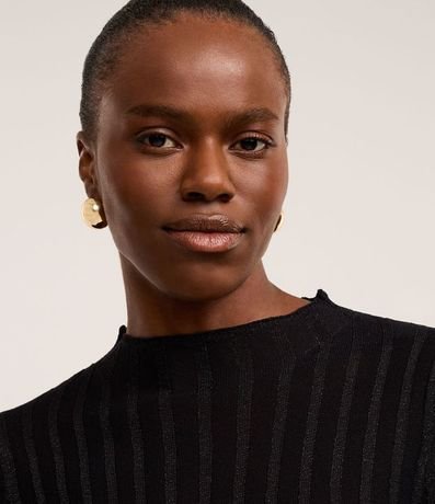 Suéter en Punto con Rayas Texturizadas y Hilo Metalizado 5