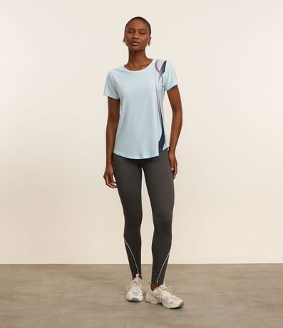 Calca Legging Deportiva en Microfibra con Frisos Coloridos