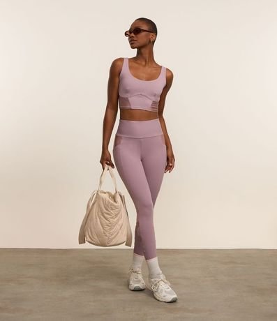 Pantalón Legging en Microfibra con Recortes en Brillo