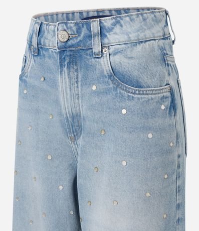 Pantalón Wide en Jeans con Espejitos Aplicados 7