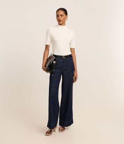 Blusa Regular en Rib con Cuello Alto 2