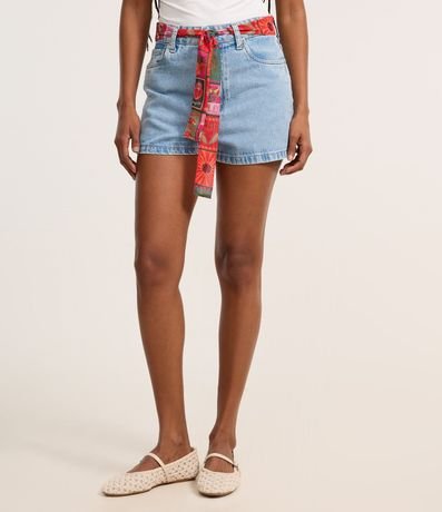 Short Slim en Jeans con Pañuelo Estampado 3