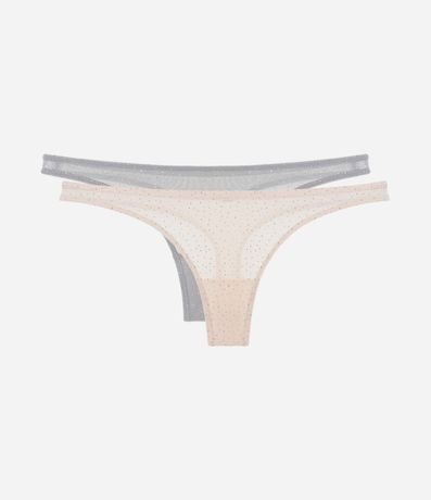 Kit 02 Bombachas Bikini Hilo en Tule con Purpurina