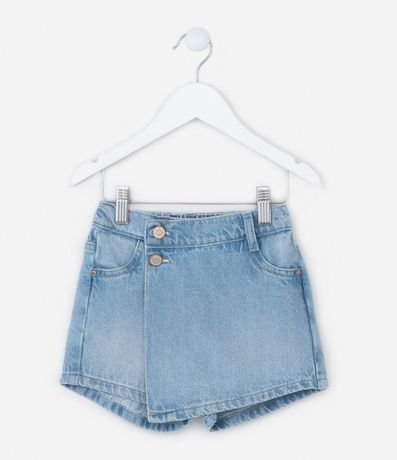 Short Pollera Infantil en Jeans con Botones - Talle 1 a 6 años