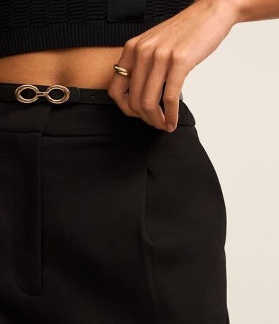 Pantalón recto Cintura Alta en Ponto Roma con Cinturón Fino 4