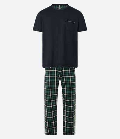 Pijama Largo con Estampa de Cuadros
