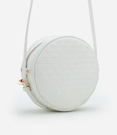 Bolso Redondo Pequeño Transversal en PU con Textura de Triángulos