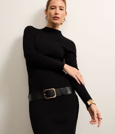 Vestido Long Midi en Punto con Cuello Alto 7