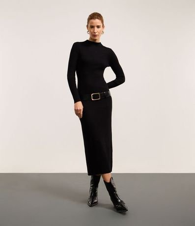 Vestido Long Midi en Punto con Cuello Alto 2