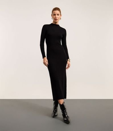 Vestido Long Midi en Punto con Cuello Alto 4