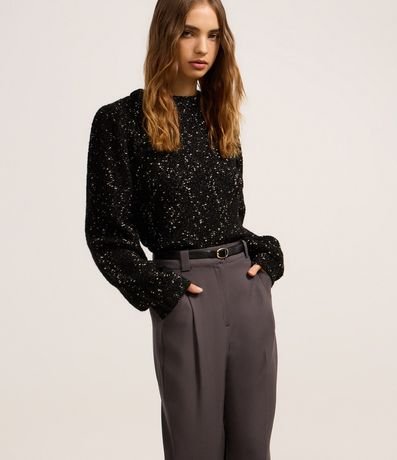 Pantalón Wide Leg Sastrería con Pliegues y Cinturón con Hebilla 2