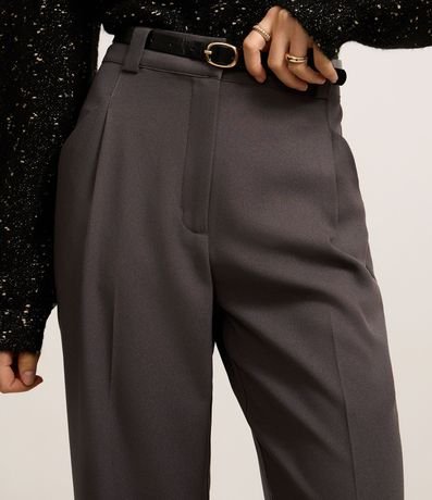 Pantalón Wide Leg Sastrería con Pliegues y Cinturón con Hebilla 4