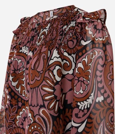 Blusa Bata en Corta en Chiffon con Canesú en Lastex y Estampa Paisley 6