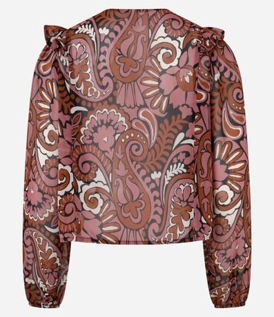 Blusa Bata en Corta en Chiffon con Canesú en Lastex y Estampa Paisley 7