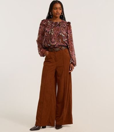 Blusa Bata en Corta en Chiffon con Canesú en Lastex y Estampa Paisley 2