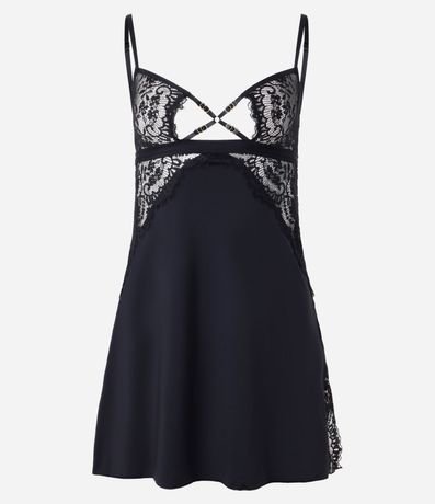 Camisón sin copa en Poliamida con Textura de Encaje en el Busto 5