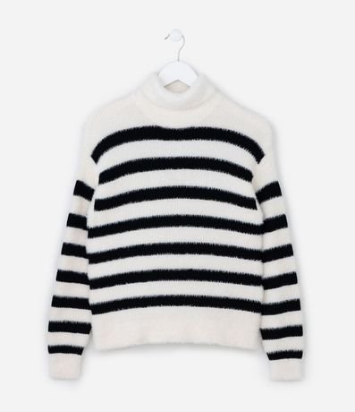 Suéter Infantil Peludito con Estampa Rayada - Talle 5 a 14 años