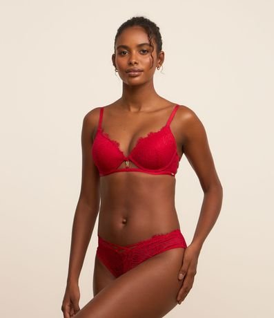 Soutien Media Copa Hueca en Encaje Floral con Detalle Metálico 2