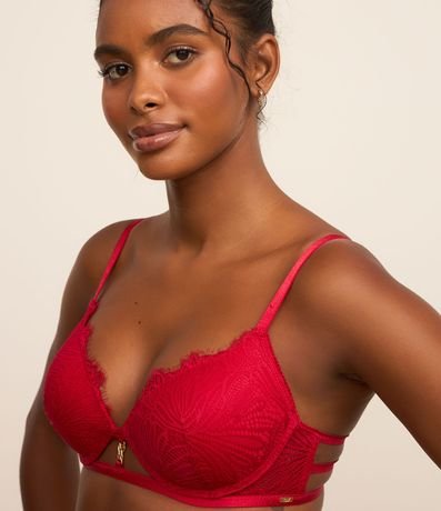 Soutien Media Copa Hueca en Encaje Floral con Detalle Metálico 4