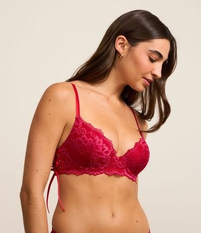 Soutien Base Copa Hueca en Encaje Bicolor con Lazo Lateral