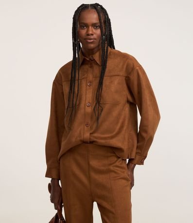 Camisa en Gamuza con Bolsillos y Botones Delanteros 3