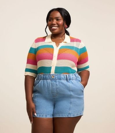 Short Clochard en Jeans con Bolsillo Cuchillo Curve & Plus Size