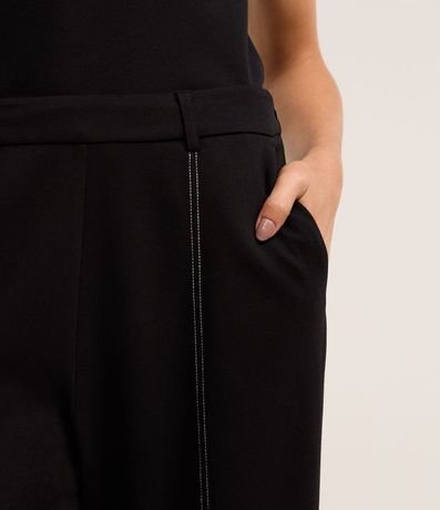 Pantalón Recto Cintura Alta en Ponto Roma con Costura Aparente 4
