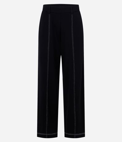 Pantalón Recto Cintura Alta en Ponto Roma con Costura Aparente 5