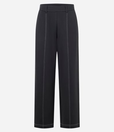 Pantalón Recto Cintura Alta en Ponto Roma con Costura Aparente 5