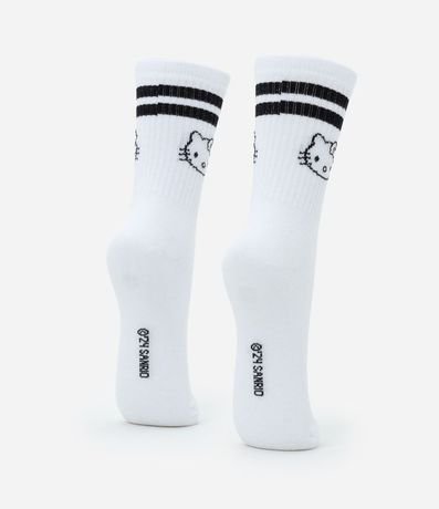 Media Caña Larga Individual en Algodón Estampa Hello Kitty con Rayas 2