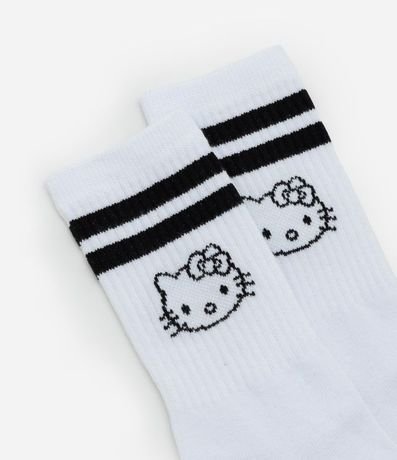 Media Caña Larga Individual en Algodón Estampa Hello Kitty con Rayas 4