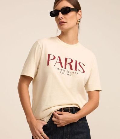 Remera Alargada en Algodón con Estampa Paris 1
