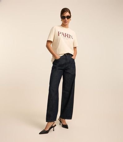Remera Alargada en Algodón con Estampa Paris 2