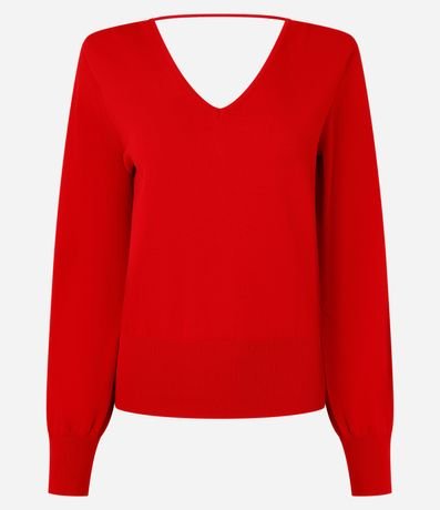 Blusa en Punto con Escote V y Hombrera 6