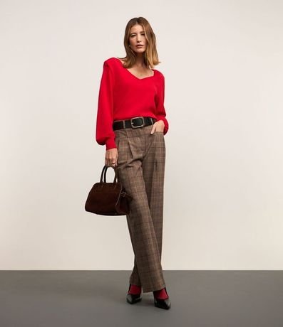 Blusa en Punto con Escote V y Hombrera 2