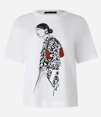 Remera en Algodón con Estampa Cara de Mujer 5