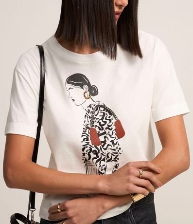 Remera en Algodón con Estampa Cara de Mujer 4