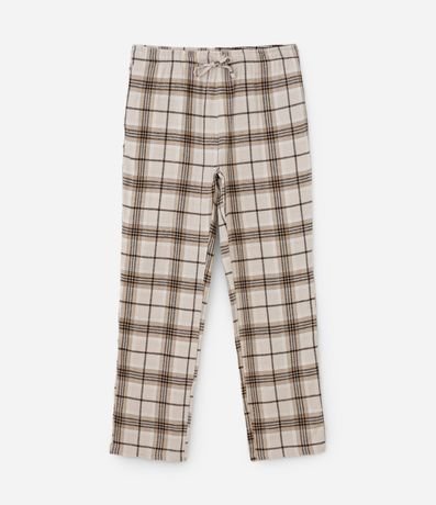Pantalón de Pijama en Franela con Estampa de Cuadros