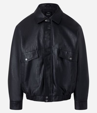 Campera Boxy Vintage en Material Sintético 3